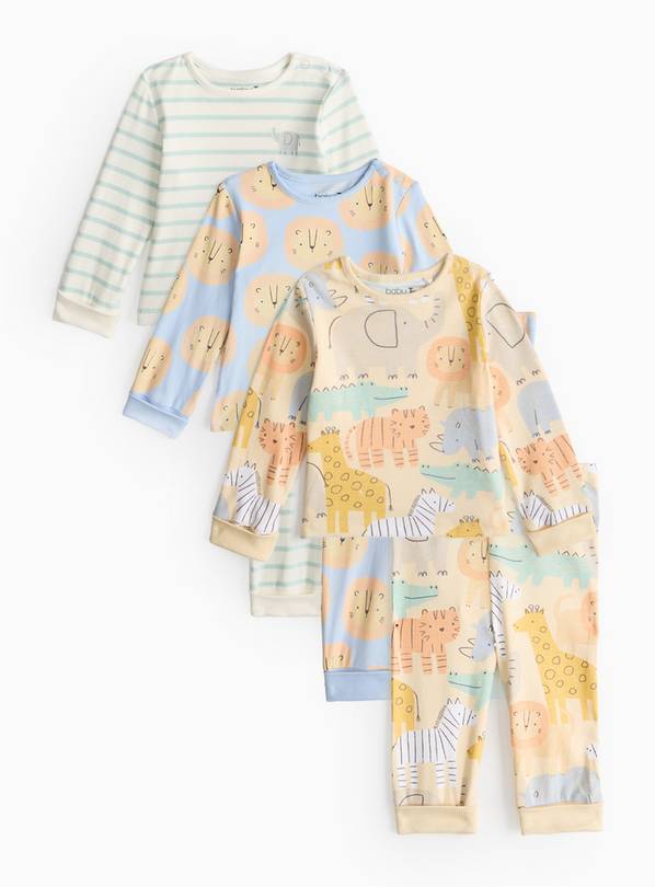 Safari Print Long Sleeve Pyjama Sets 3 Pack 2-3 years